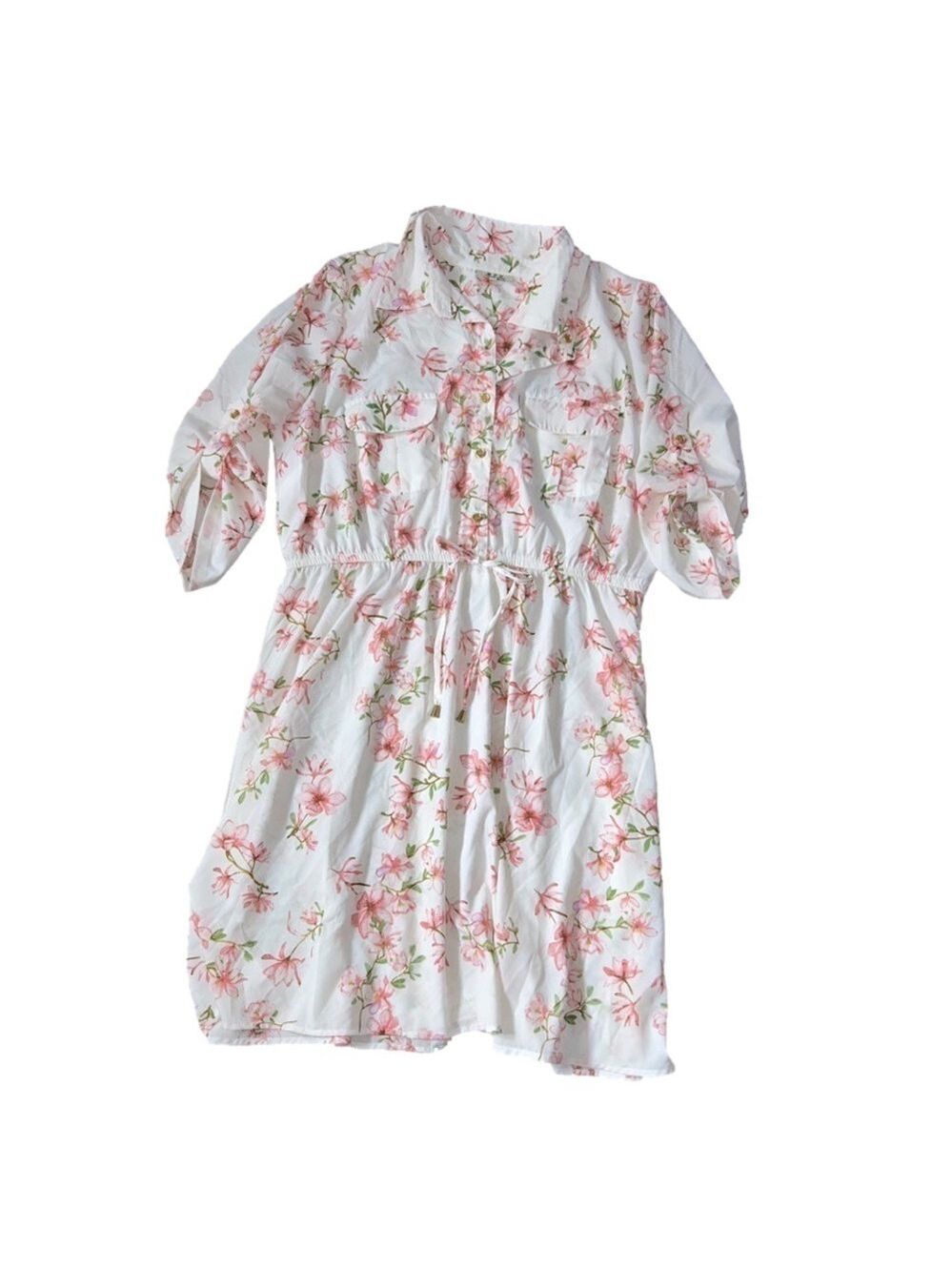 MPH Collection Pink and White Floral Print Dress 2X